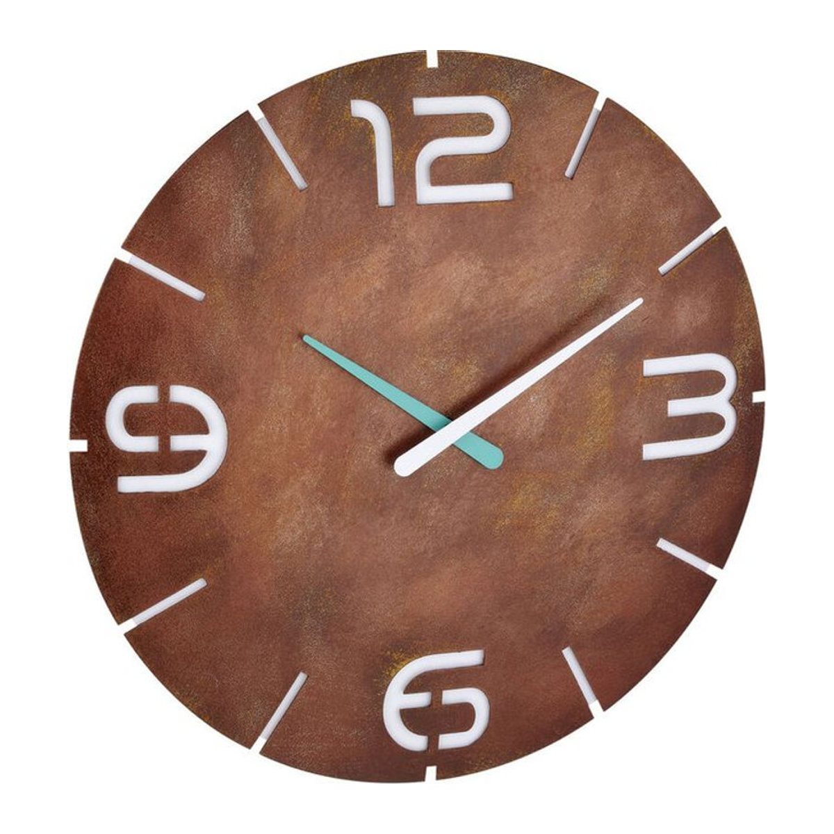 TFA Dostmann Funk Wanduhr Contour in Rost-Optik, rund, Weiß/Braun, Durchmesser: 35 cm - Bild 1