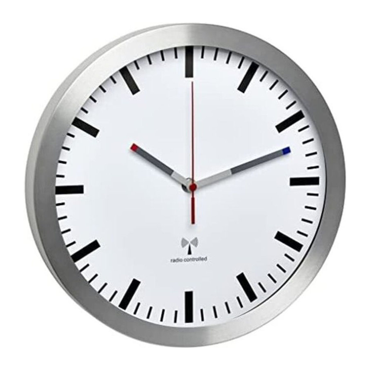 TFA Dostmann Funk Wanduhr rund aus Metall in Weiß mit lautlosem Uhrwerk, Durchmesser: 30 cm, Tiefe: 4,5 cm - Bild 1