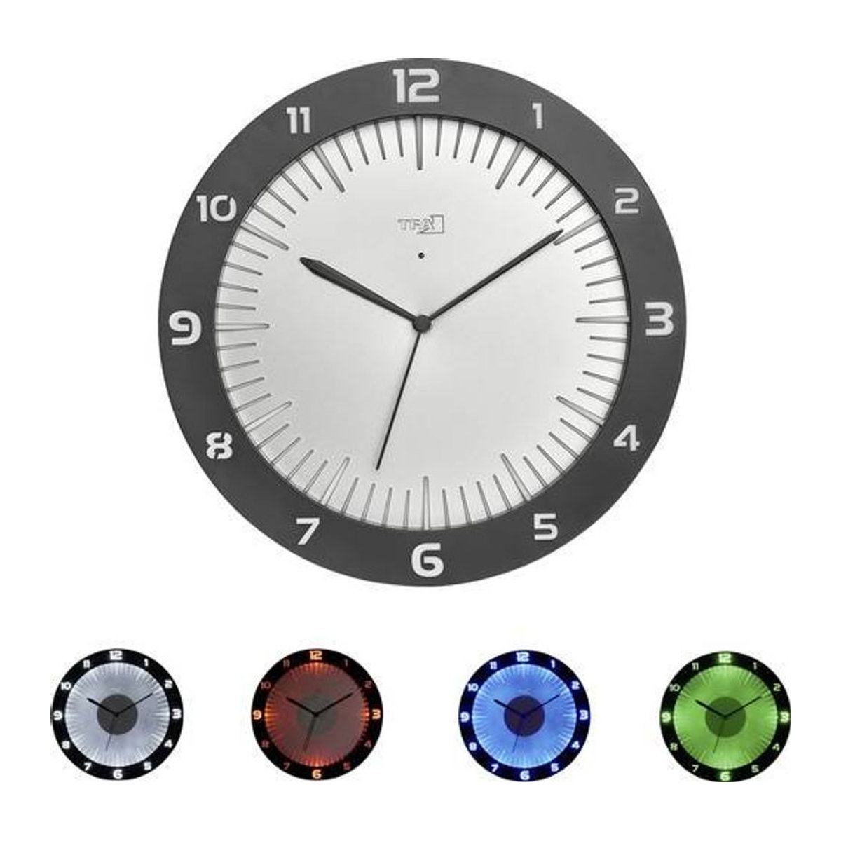 TFA Dostmann Lumoclock Funk Wanduhr Grau mit großem Display, analog und quadratisch, B/T/H: 30,3 x 30,3 x 4,5 cm - Bild 2