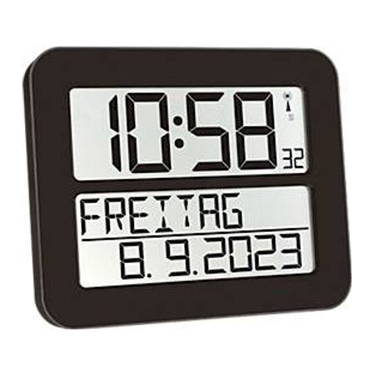 TFA Dostmann Time Line MAX Funk-Wanduhr Digital in Schwarz mit Datumsanzeige, B: 25,8 cm, H: 21,2 cm, T: 2,8 cm - Bild 2