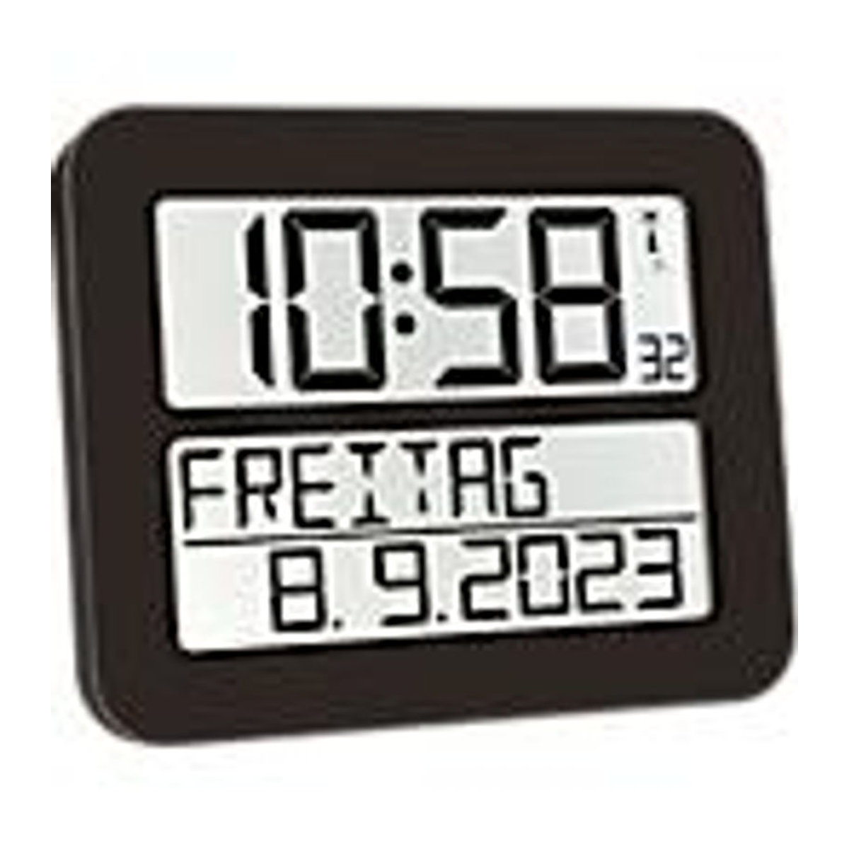 TFA Dostmann Time Line MAX Funk-Wanduhr Digital in Schwarz mit Datumsanzeige, B: 25,8 cm, H: 21,2 cm, T: 2,8 cm - Bild 3