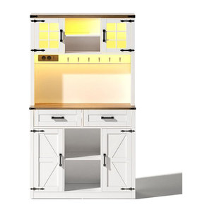 TG Electrical DE Barschrank im Scheunentor-Design mit LED-Beleuchtung, Landhaus und Industrial Stil, Braun/Weiß, B/T/H: 100 x 40 x 172 cm