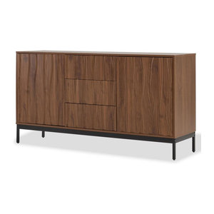 TG Electrical DE Sideboard im Retro-Design mit 3 Schubladen aus Eiche und Metall, Braun, B/T/H: 150 x 40 x 80 cm