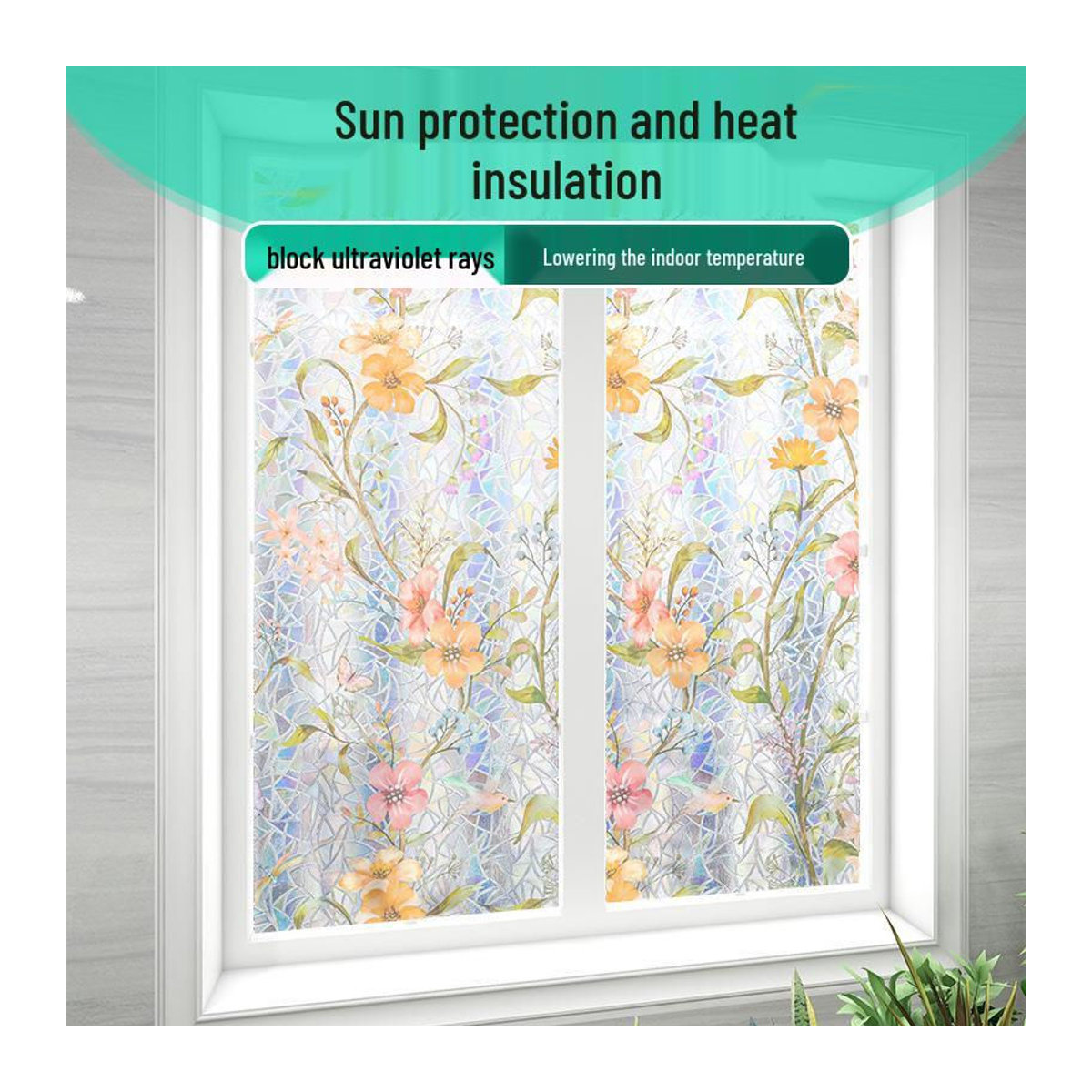 the BAY Fensterdekor Glasfolie mit floralem Blumenmuster in Mehrfarbig, Breite: 30 cm - Bild 2