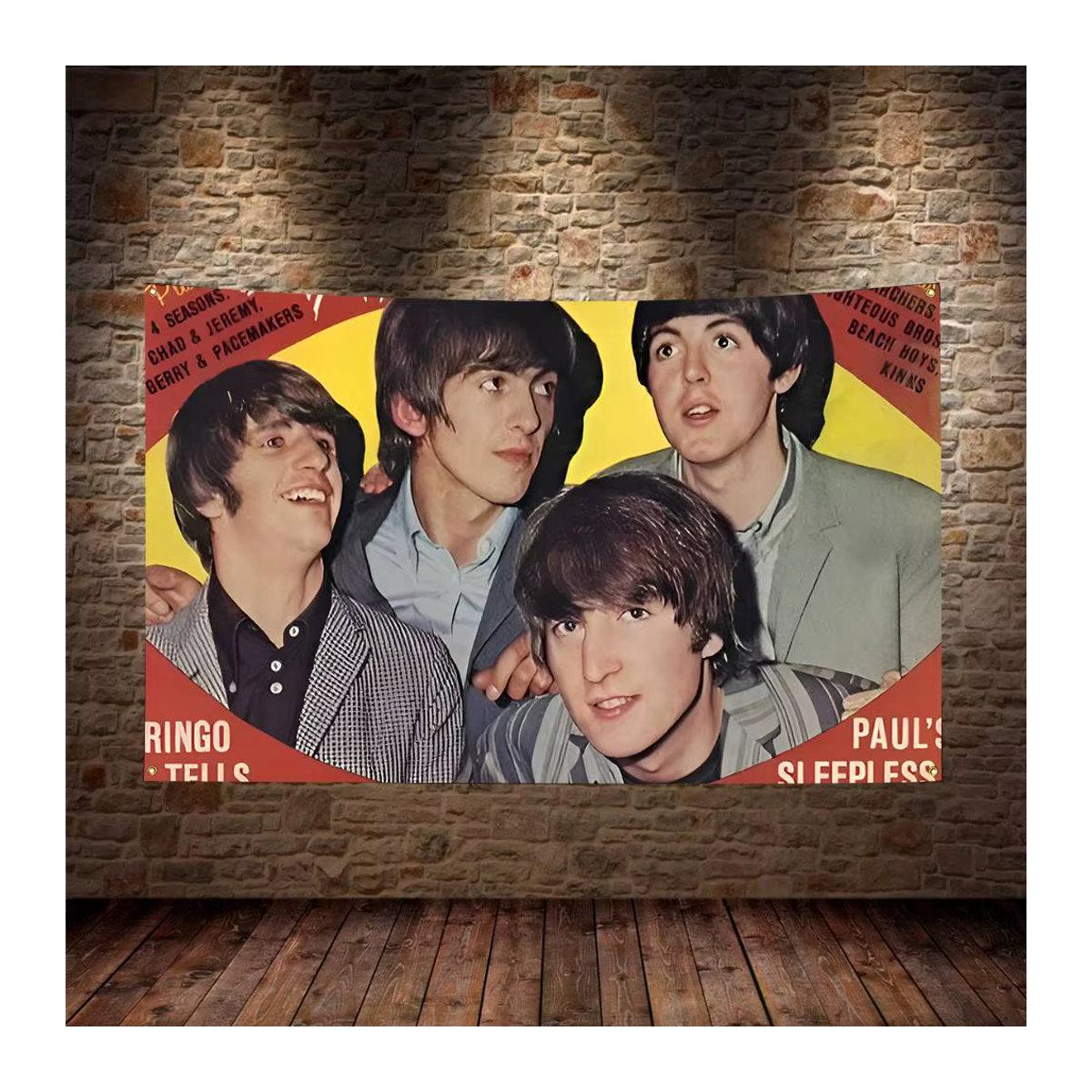 The Beatles Flagge aus Polyester mit Digitaldruck als Vintage Wandteppich und Wandkunst für dein Schlafzimmer, mehrfarbig - Bild 2