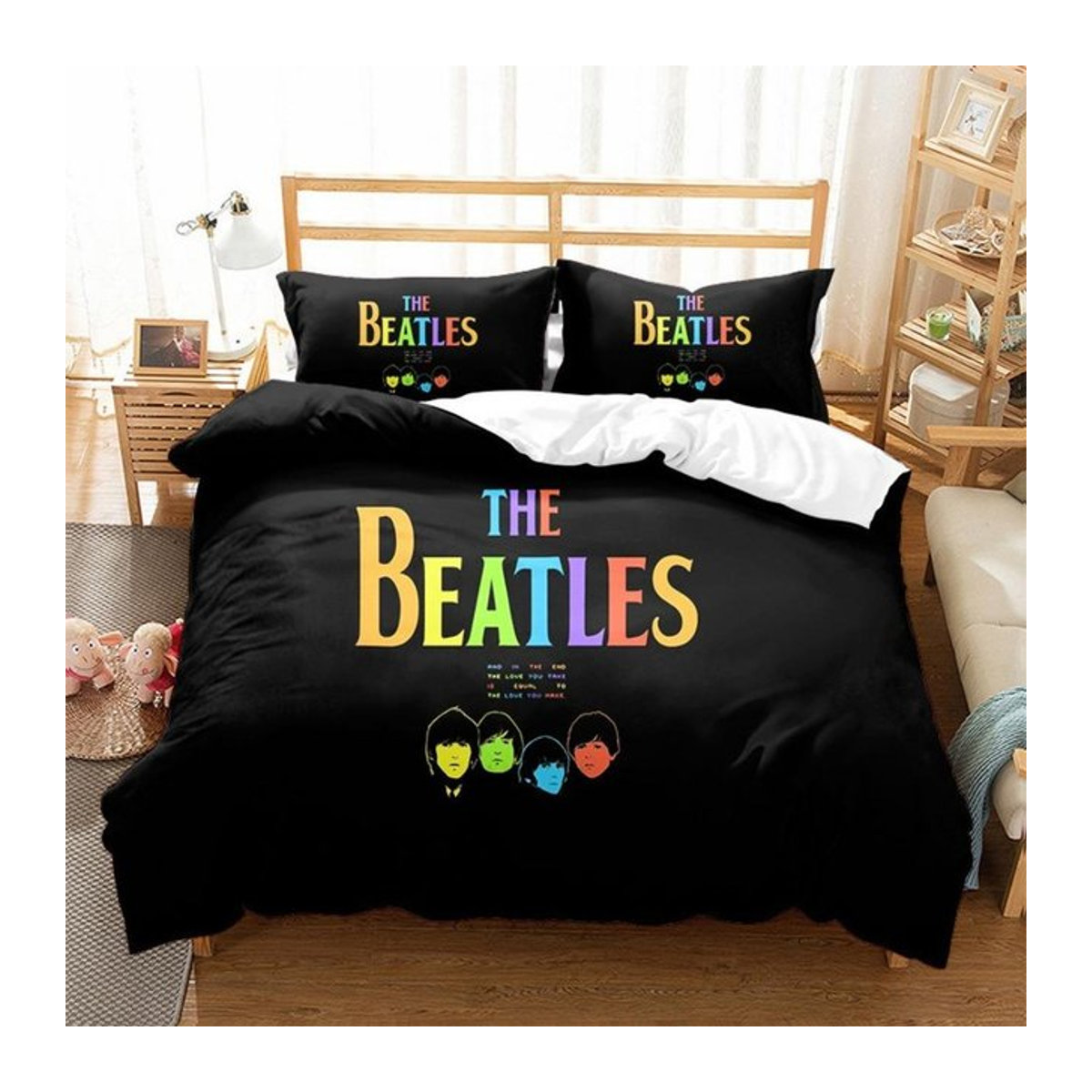 The Beatles Mikrofaser Bettwäsche-Set mit Reißverschluss, 3-teilig, Schwarz, B/H: 140 x 210 cm - Bild 1