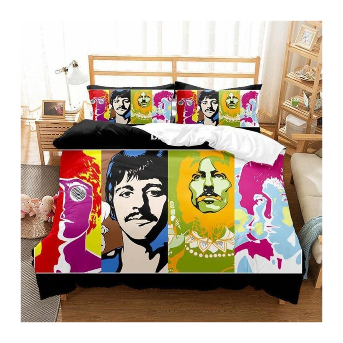 The Beatles Mikrofaser Bettwäsche-Set mit Reißverschluss, mehrfarbig, 3-teilig, B: 264 cm, H: 228 cm - Bild 1