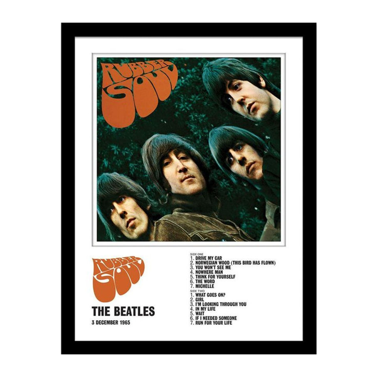 The Beatles Rubber Soul Gerahmter Druck auf Papier, Vintage Wanddekoration, Farbe: Schwarz/Mehrfarbig, B/H: 40 x 40 cm - Bild 1