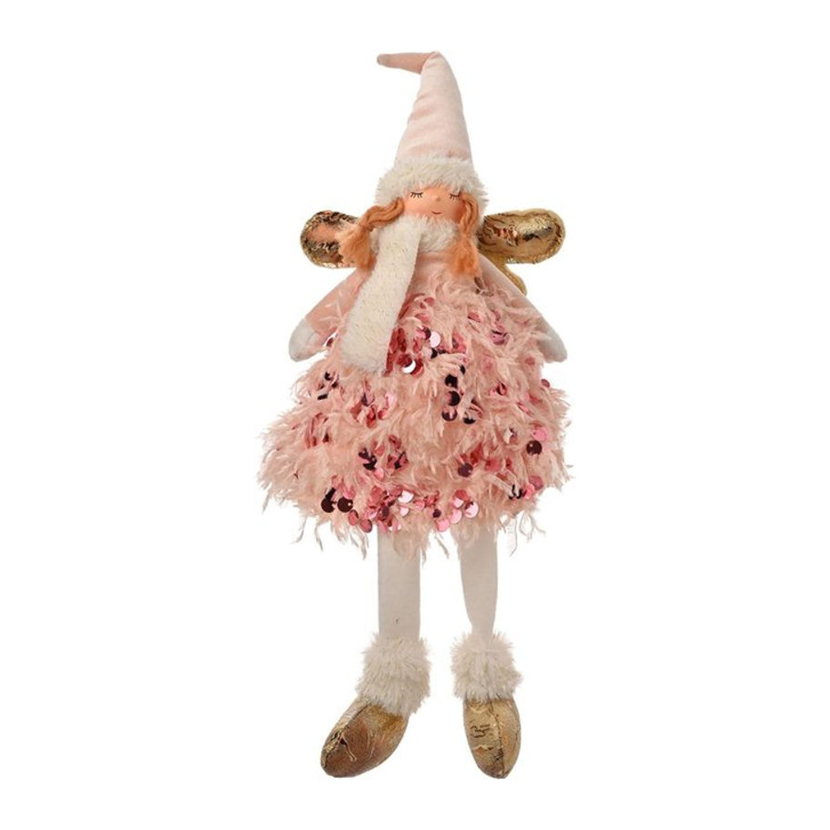 The Christmas Gift Co. Aurelia Angel LED-Leuchtende Weihnachtsfigur in Rosa mit baumelnden Beinen, Höhe: 48 cm - Bild 1