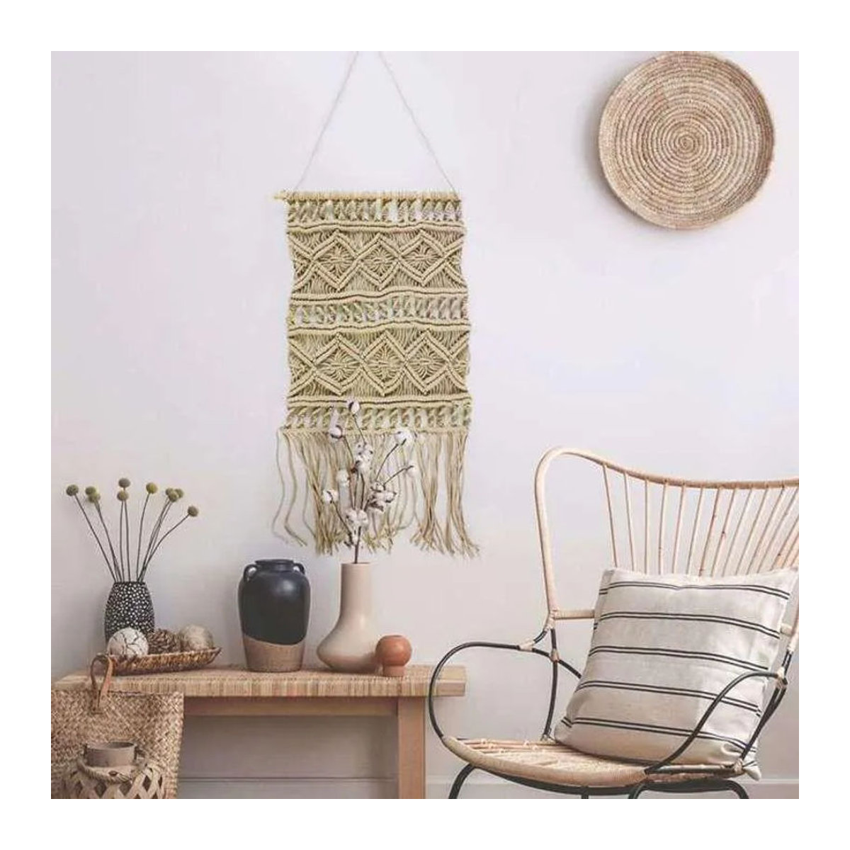 The Deco Factory Makramee Wandbehang aus Baumwolle in Rosa, B: 45 cm, H: 50 cm, Bohemian Design - Bild 2