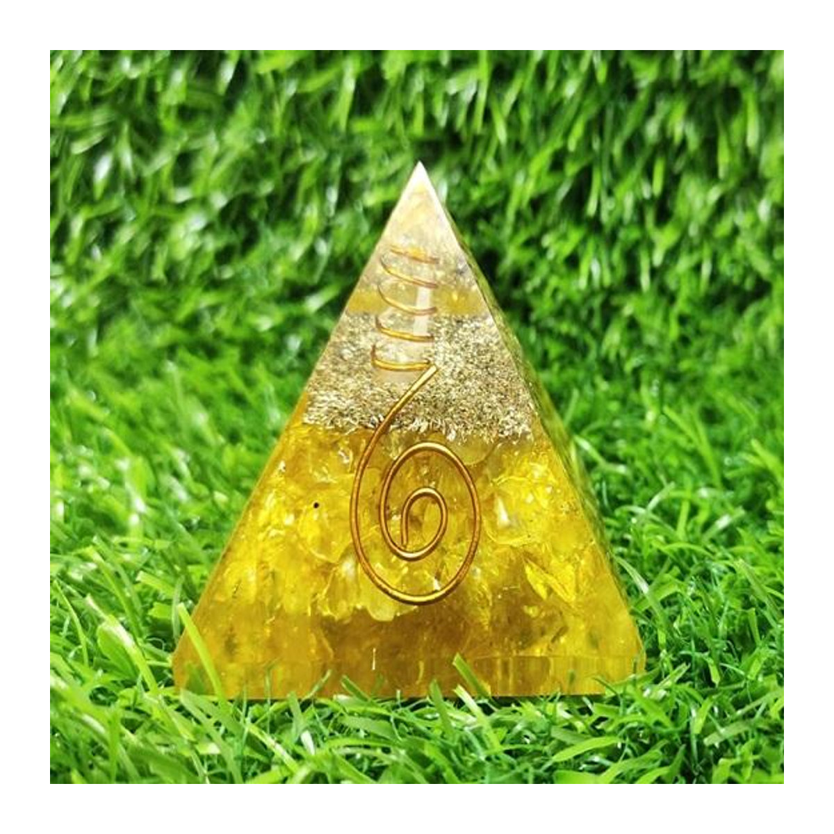 The Giftery Orgon-Pyramide aus gelbem Citrin und klarem Quarz mit Kupferspule, Farbe: Gelb und Mehrfarbig, B/T/H: 7,5 x 5,5 x 7,5 cm - Bild 3