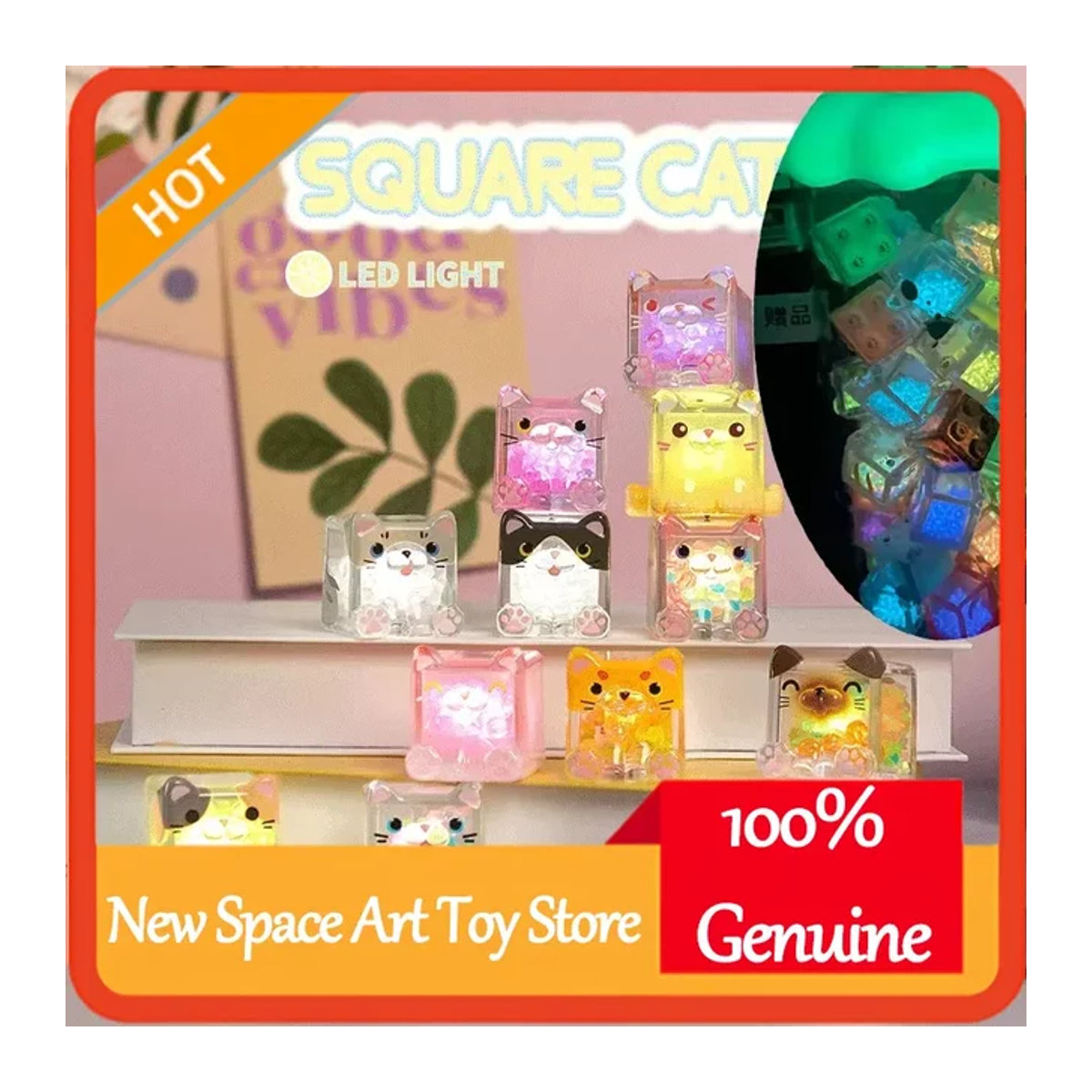 The Green Party Choco Teddy Stapelbare Blöcke Katze LED Nachtlicht Blind Box Mehrfarbig - Bild 1