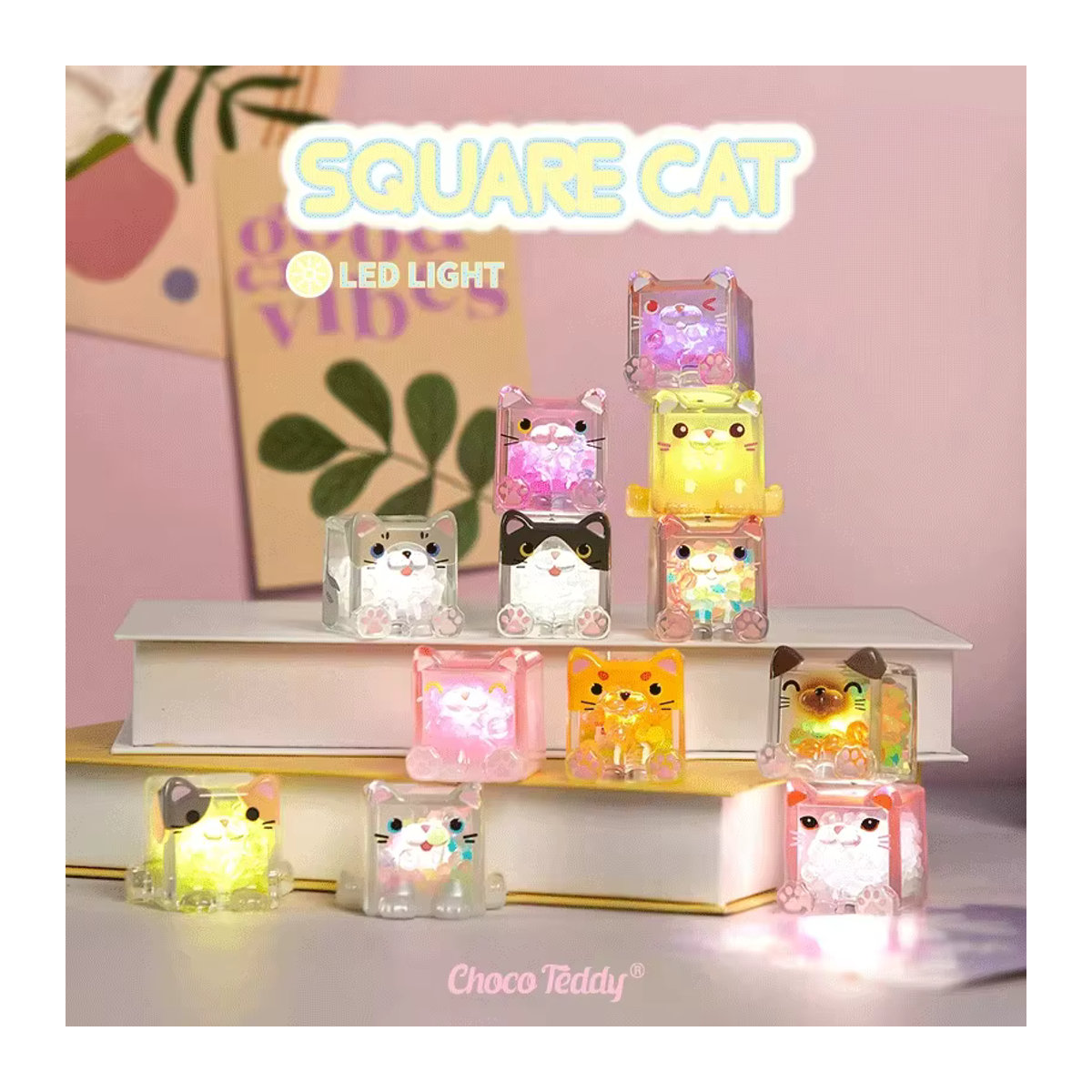 The Green Party Choco Teddy Stapelbare Blöcke Katze LED Nachtlicht Blind Box Mehrfarbig - Bild 2