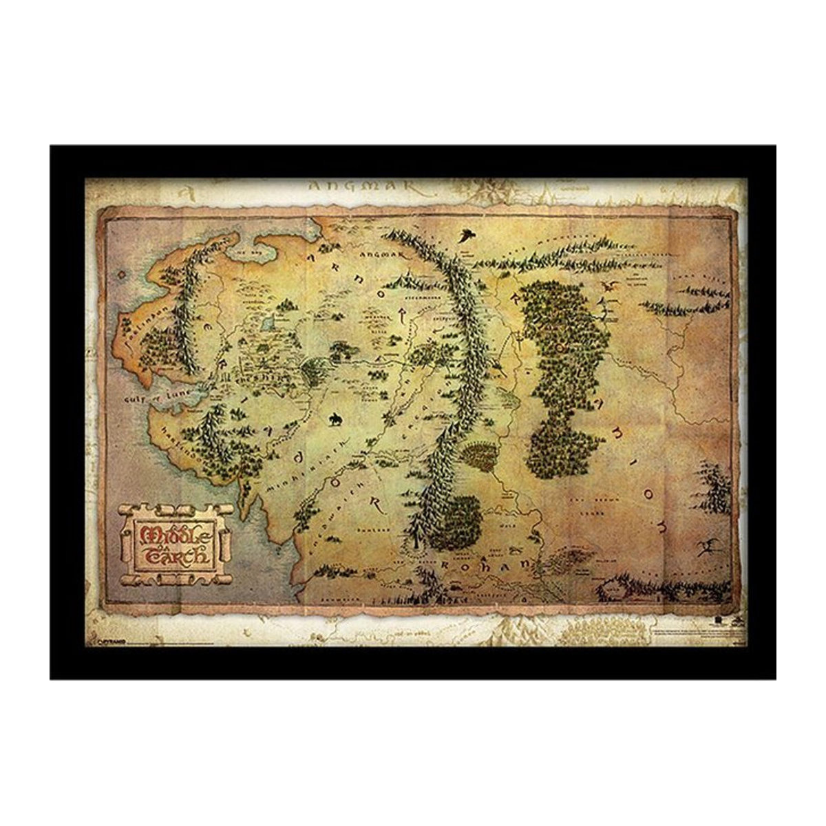 The Hobbit Gerahmtes Vintage Reisekarten Poster in Schwarz, B/H: 30 x 40 cm - Bild 1
