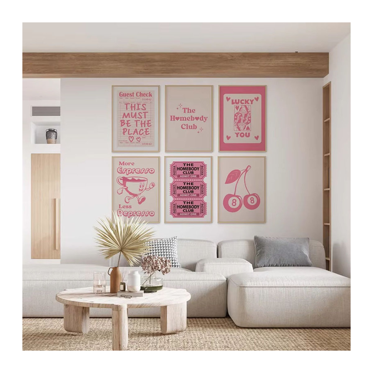 The Homebody Club Minimalistisches Herz Poster in Rosa, Ästhetische Wandkunst mit Typografie für dein Wohnzimmer - Bild 2