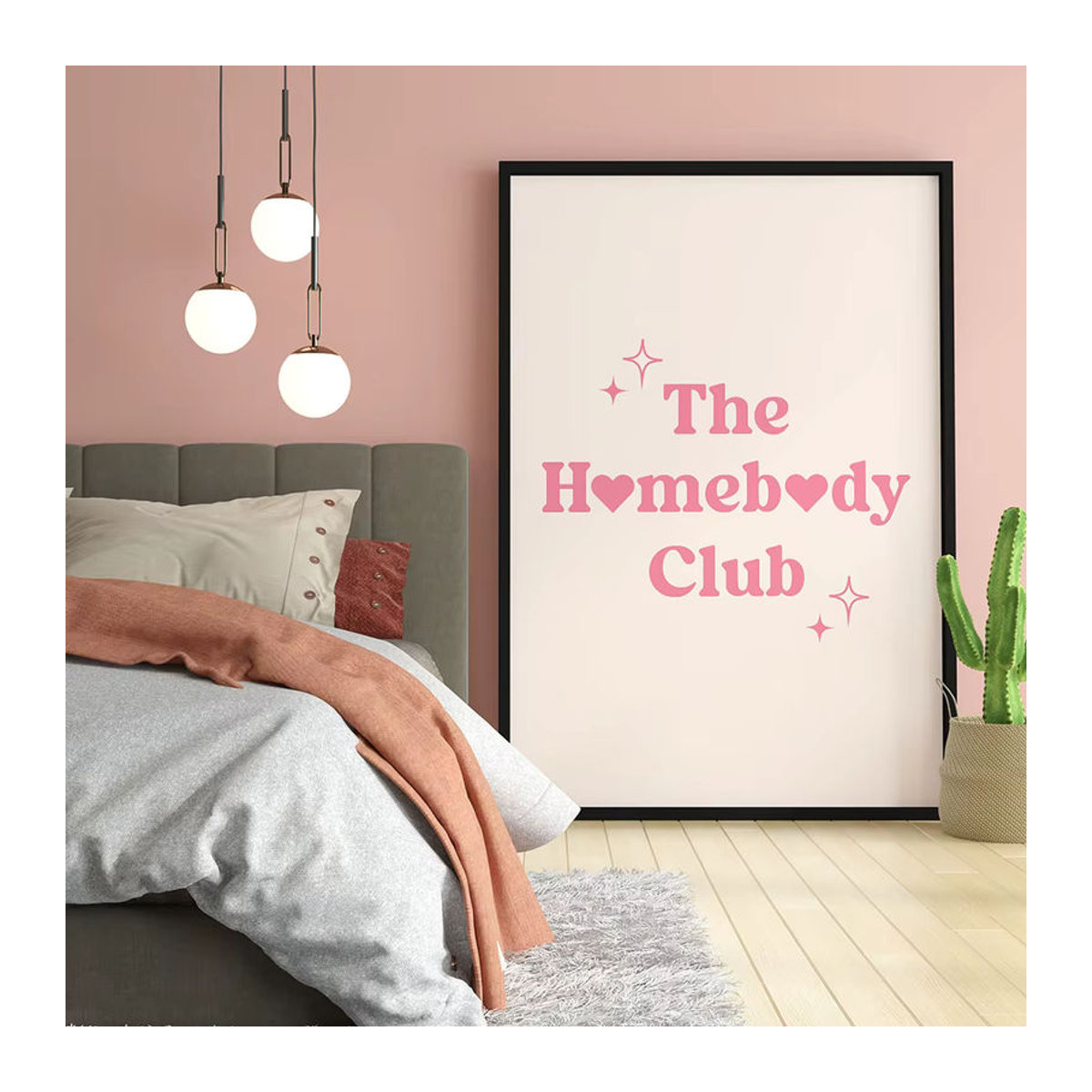The Homebody Club Minimalistisches Herz Poster in Rosa, Ästhetische Wandkunst mit Typografie für dein Wohnzimmer - Bild 3