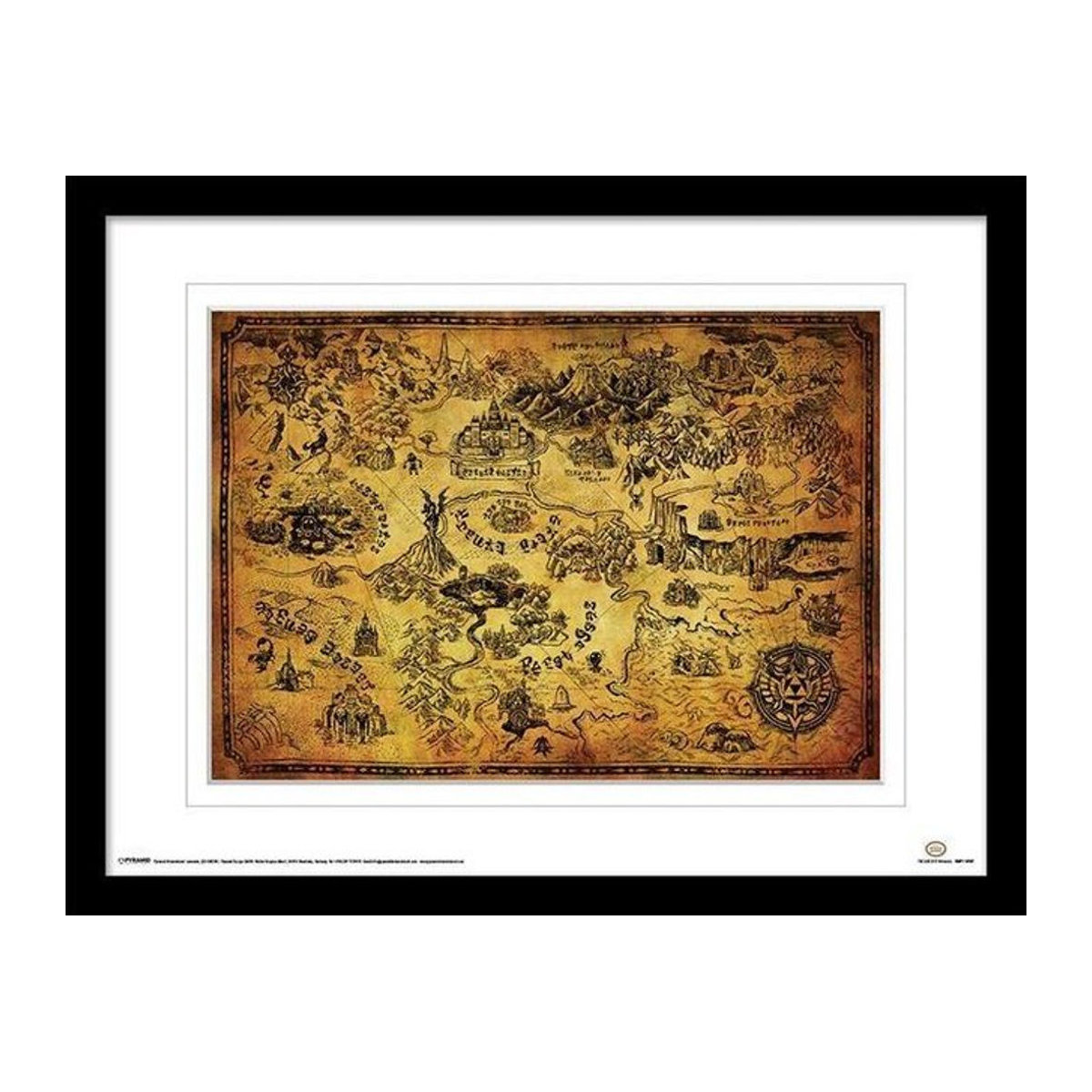The Legend Of Zelda Hyrule Karte gerahmter Kunstdruck Vintage Beige B: 30 cm, H: 40 cm - Bild 1