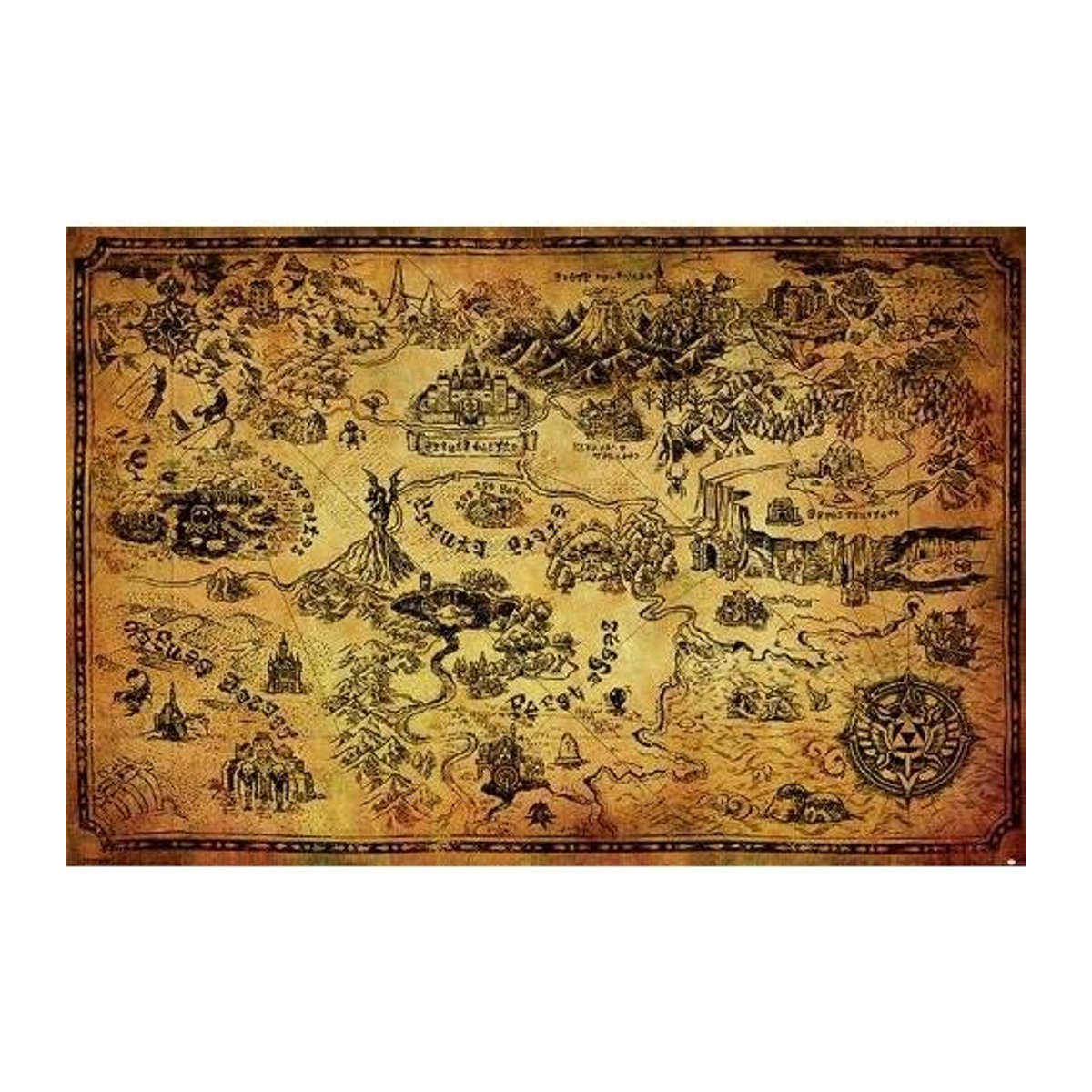 The Legend Of Zelda Hyrule Karte Maxi Poster in Beige im Vintage Design, Breite: 91,5 cm, Höhe: 61 cm - Bild 1