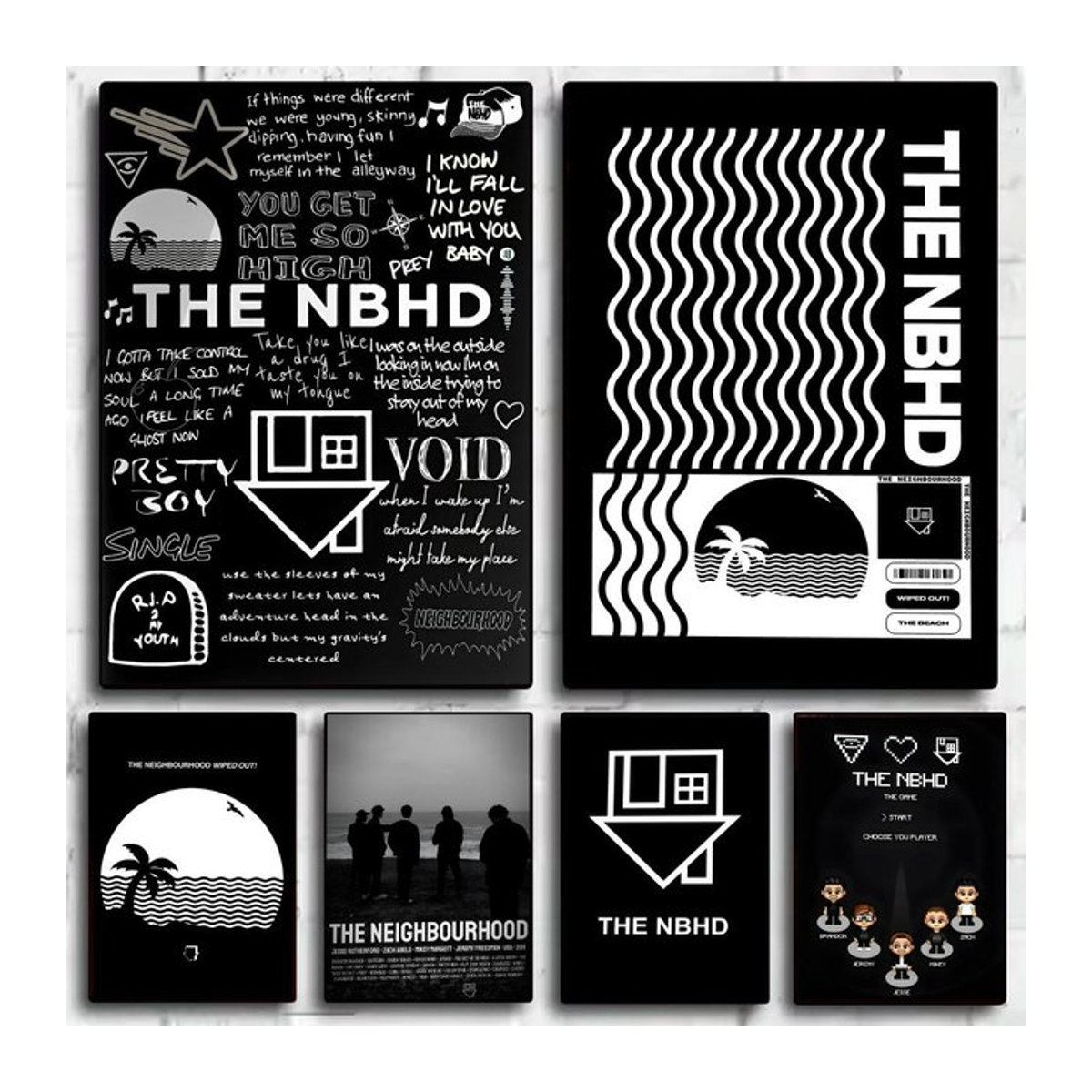 The N-Neighborhood Band Poster Aufkleber in Schwarz, HD wasserfeste Wandkunst im abstrakten modernen Design für dein Wohnzimmer oder Schlafzimmer - Bild 1