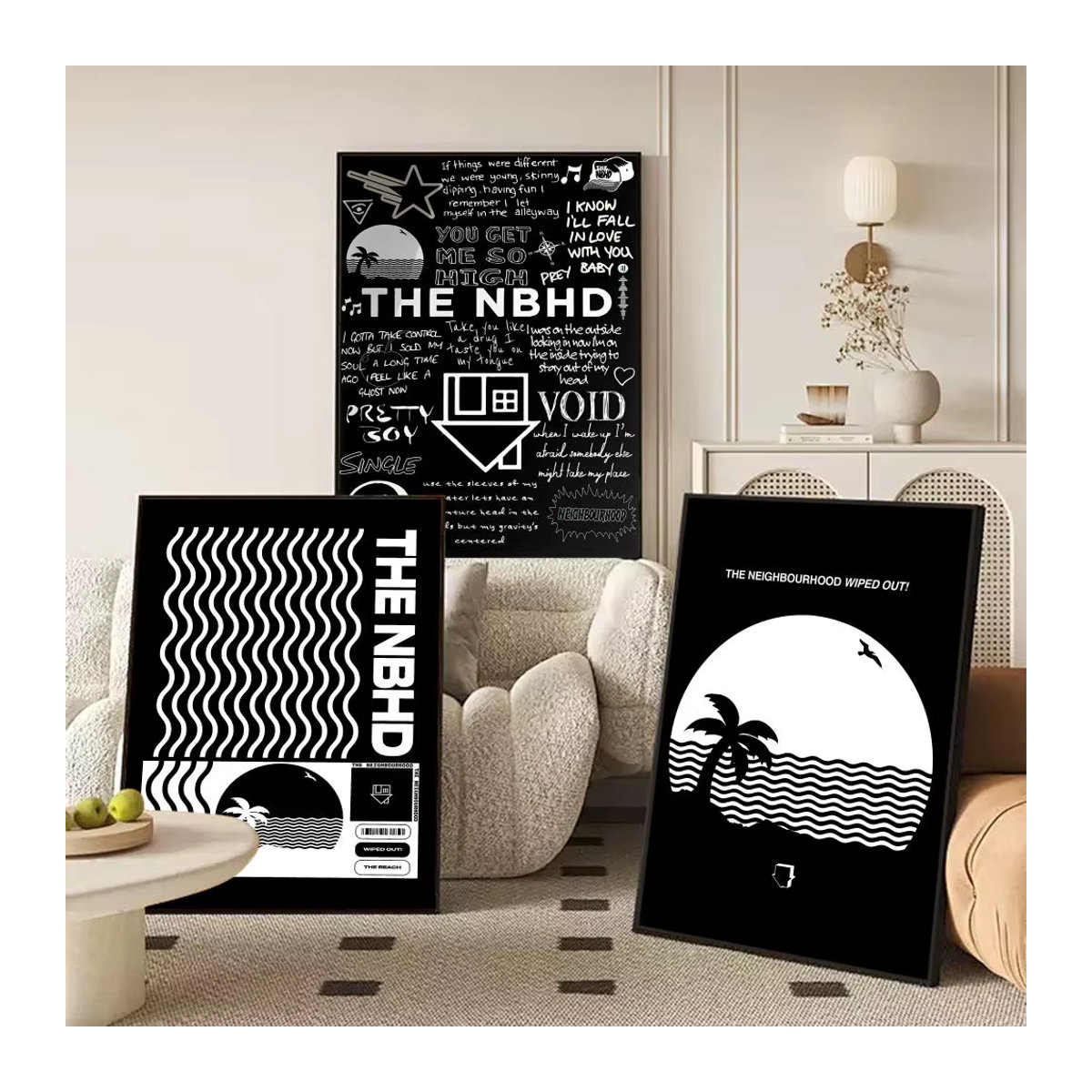 The N-Neighborhood Band Poster Aufkleber in Schwarz, HD wasserfeste Wandkunst im abstrakten modernen Design für dein Wohnzimmer oder Schlafzimmer - Bild 3