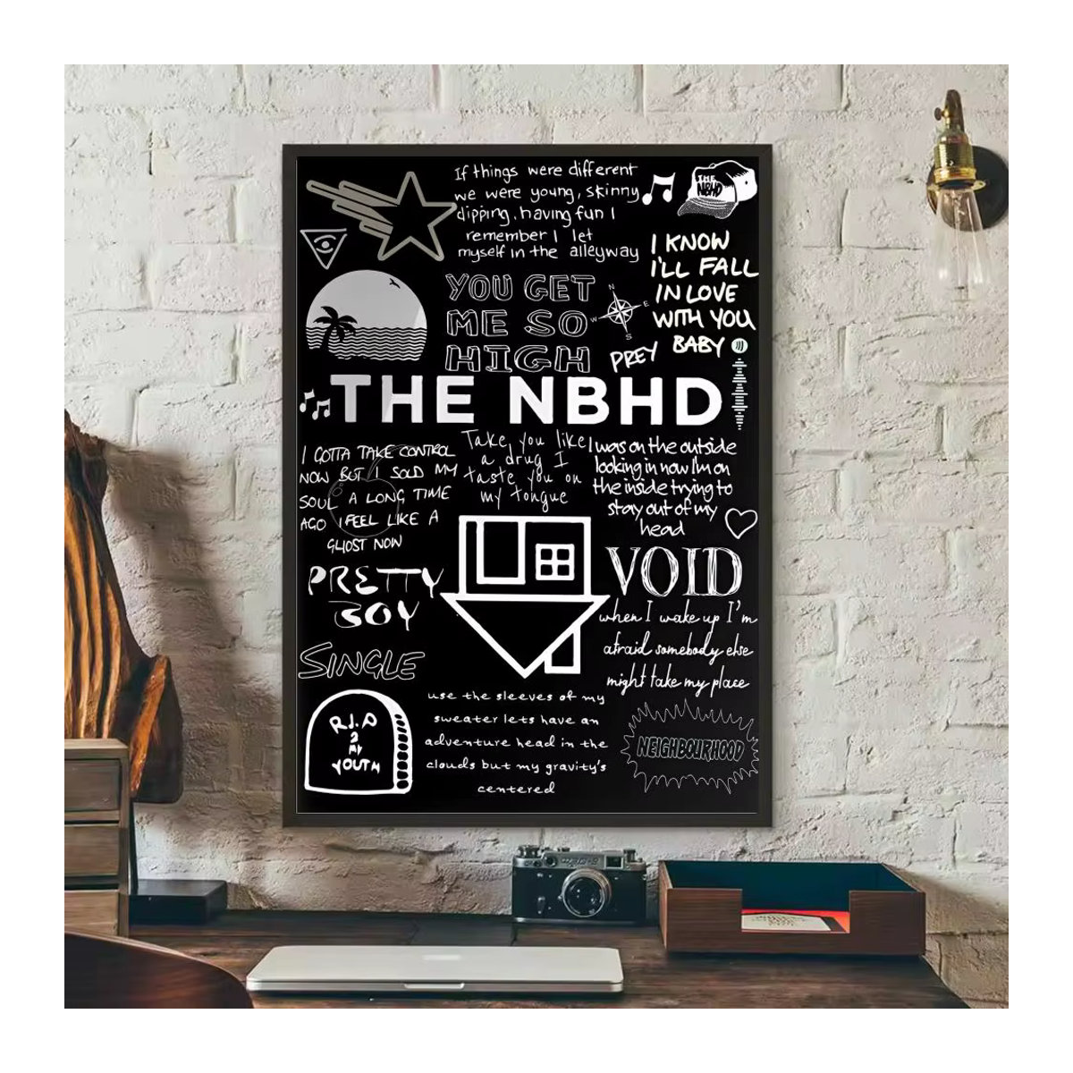 The N-Neighborhood Band Poster Aufkleber in Schwarz, HD wasserfeste Wandkunst im abstrakten modernen Design für dein Wohnzimmer oder Schlafzimmer - Bild 4