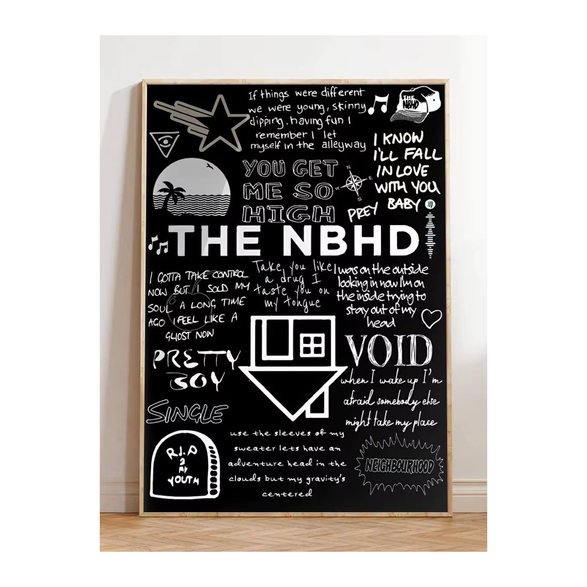 The N-Neighborhood Band Poster Aufkleber in Schwarz, HD wasserfeste Wandkunst im abstrakten modernen Design für dein Wohnzimmer oder Schlafzimmer - Bild 5