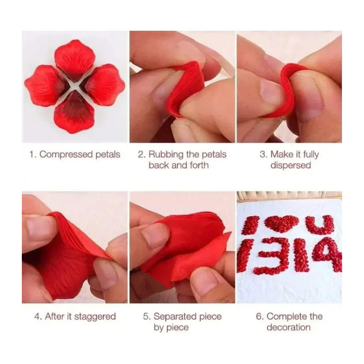 The Red Sun Künstliche Rosenblätter für Hochzeiten in Rot, Rosa und Weiß, 1000 Stück (10 Beutel) - Bild 3