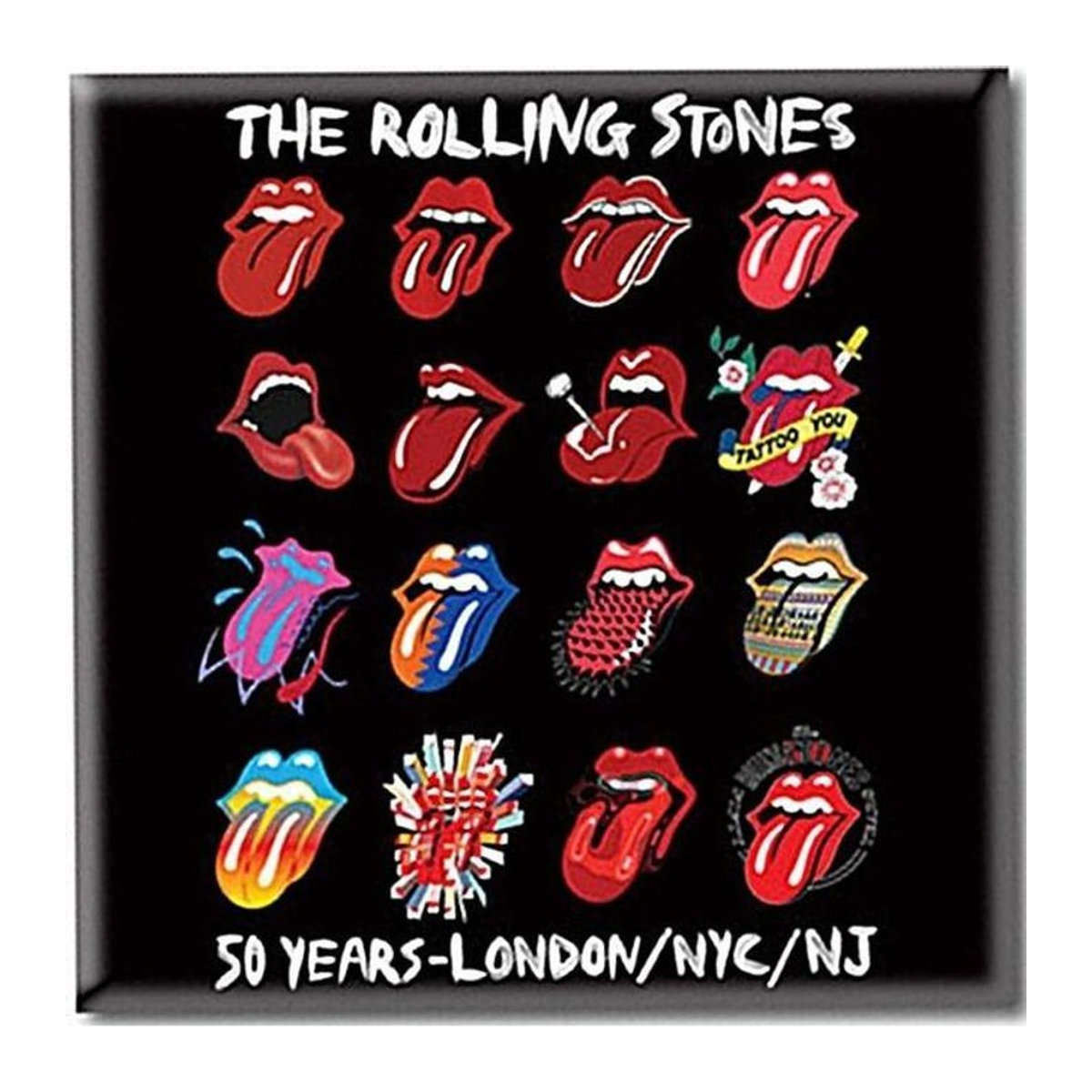 The Rolling Stones Evolution Logo Kühlschrankmagnet aus Metall in Weiß, Schwarz und Mehrfarbig - Bild 1