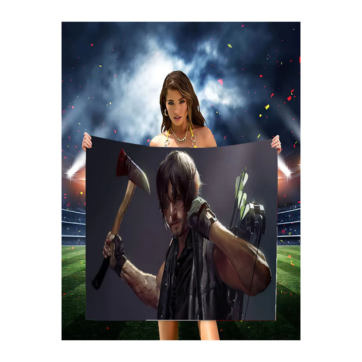 The Walking Dead Daryl Dixon Flagge aus Polyester, mehrfarbig, rechteckig, ideal als Dekoration für Zimmer, Garage, Outdoor oder Camping - Bild 2