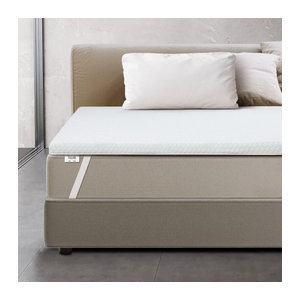 THE WHITE STONE Visco Memory Schaum Topper in Weiß mit abnehmbarem antibakteriellem und antimykotischem Bezug, B/T/H: 135 x 180 x 6 cm