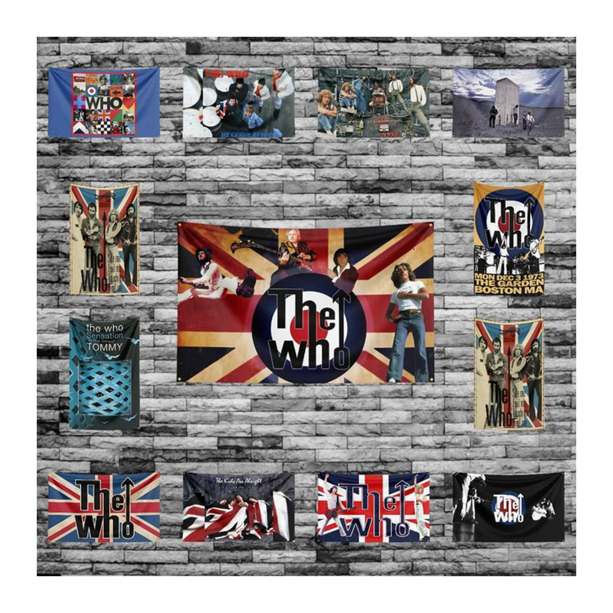 The Who Rockband Flagge aus Polyester mit Digitaldruck als Wandkunst und Tapisserie, Mehrfarbig, B/H: 91,44 x 60 cm - Bild 1