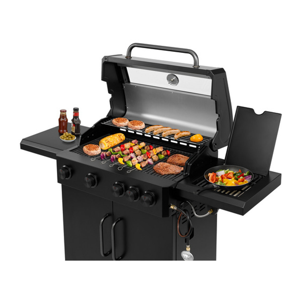 THOR Gasgrill Minnesota 4+1 mit 5 Brennern, Grillfläche: 67 x 36,3 cm, Schwarz - Bild 3