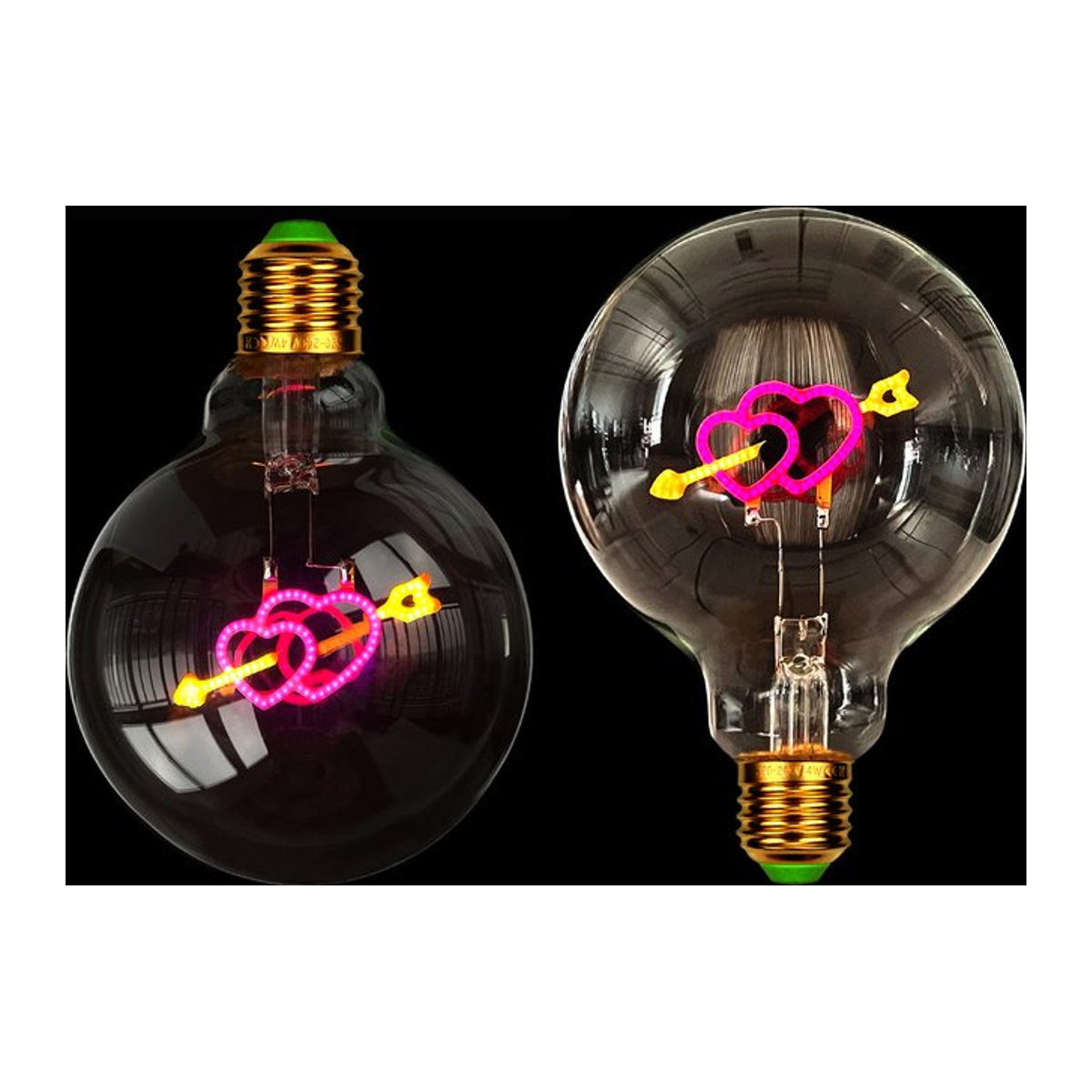 TIANFAN Vintage Edison LED Glühbirne G95 mit Herz-Motiv, dimmbar, buntes Glas, E27 Fassung - Bild 1