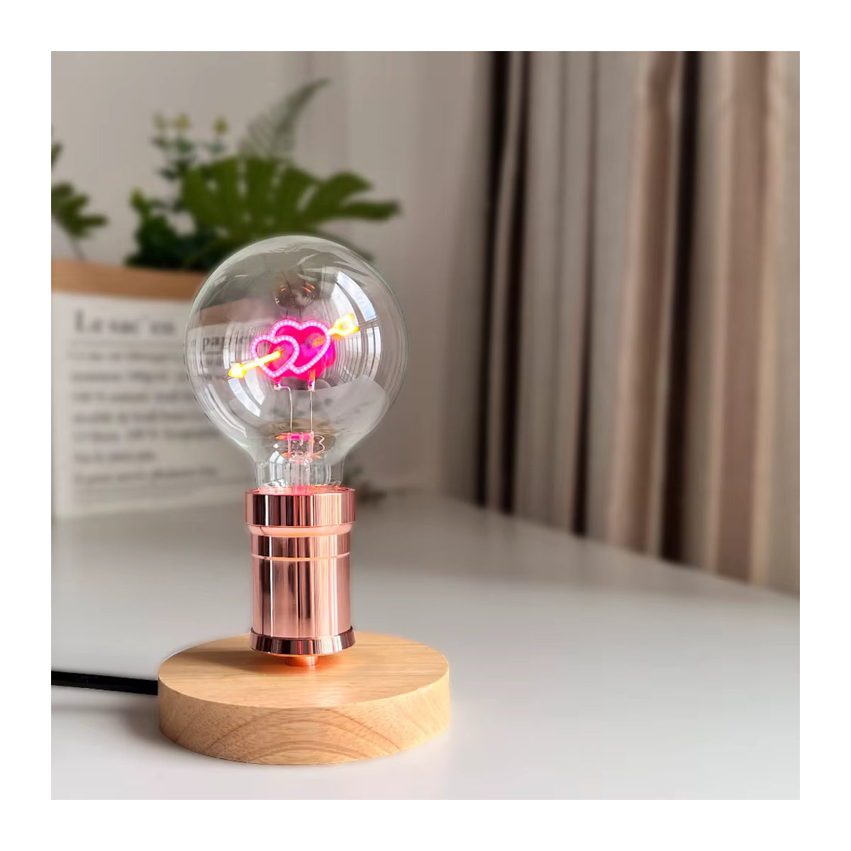 TIANFAN Vintage Edison LED Glühbirne G95 mit Herz-Motiv, dimmbar, buntes Glas, E27 Fassung - Bild 3