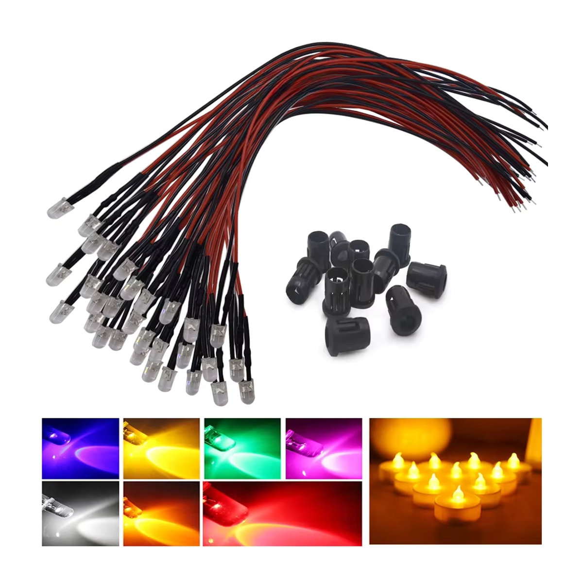 TiaoChongYi LED-Kerze mit Flackereffekt, 5 mm, mehrfarbig, 20 cm, zylindrisch aus Kunststoff - Bild 5