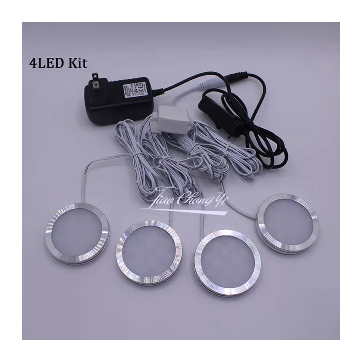 TiaoChongYi LED-Schrankleuchte 2 W aus Aluminium in Silber zur Möbelbeleuchtung für Küchenschrank, Vitrine oder Kleiderschrank mit DC 12 V Netzteil - Bild 5