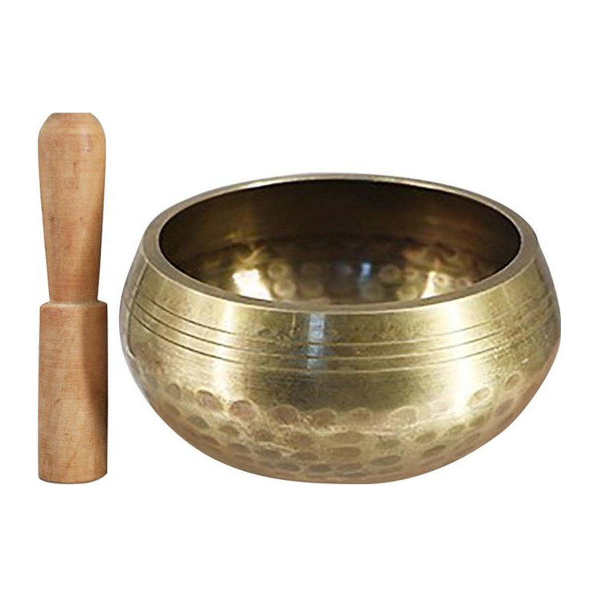 Tibetisch-buddhistische Klangschale aus Messing von TOMTOP JMS in Gold mit Schlagstab für Meditation und Yoga, Durchmesser: 12 cm - Bild 1