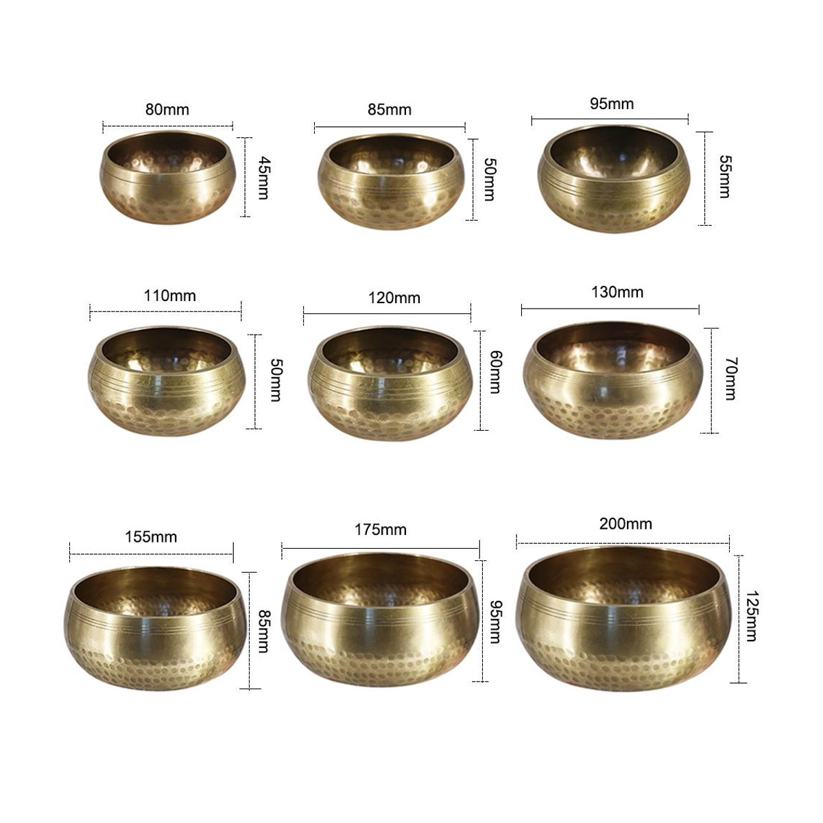Tibetisch-buddhistische Klangschale aus Messing von TOMTOP JMS in Gold mit Schlagstab für Meditation und Yoga, Durchmesser: 12 cm - Bild 5
