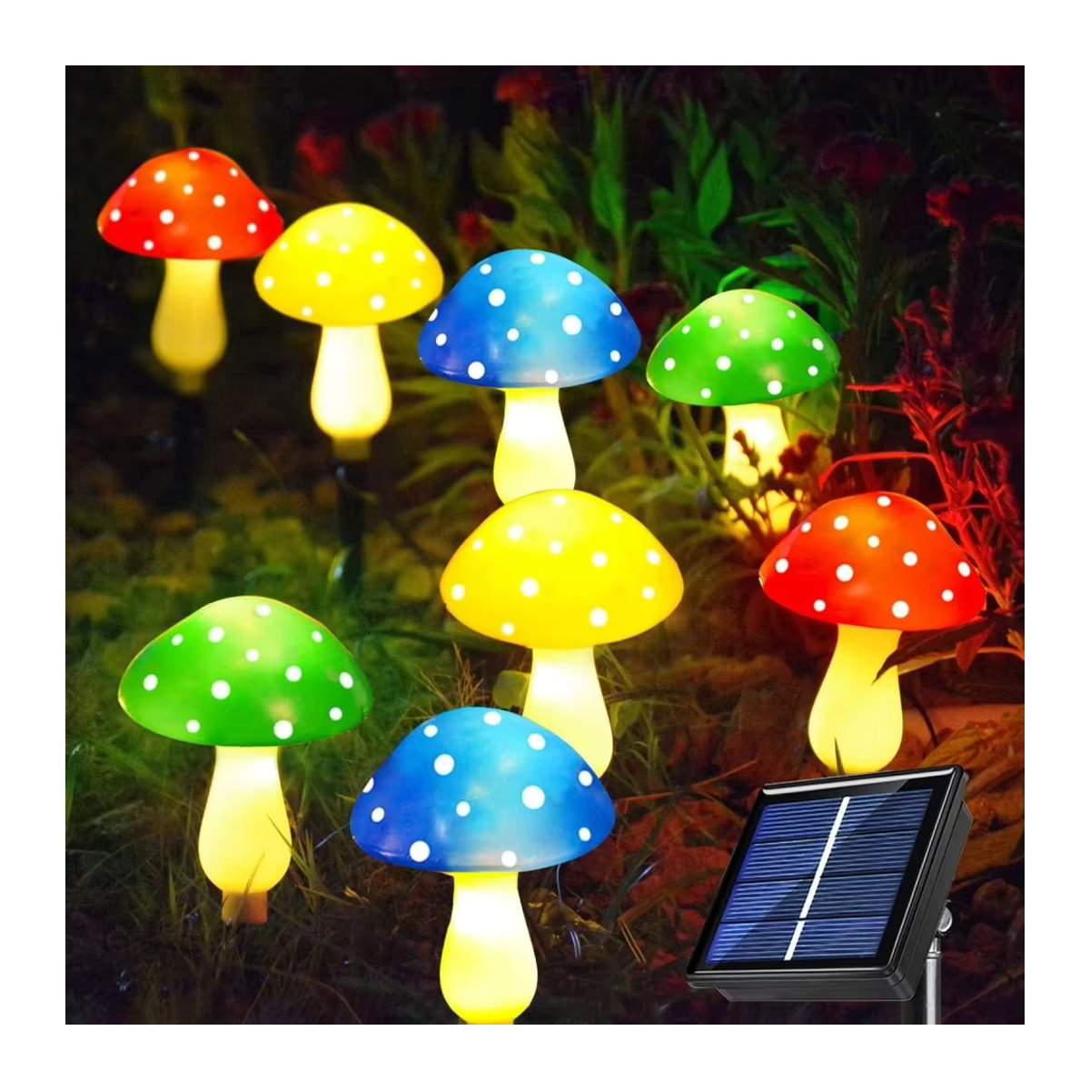 TIKLEE Solar-Pilz-Licht Bunt mit 12 Köpfen zur Garten- und Außendekoration wasserdicht - Bild 5