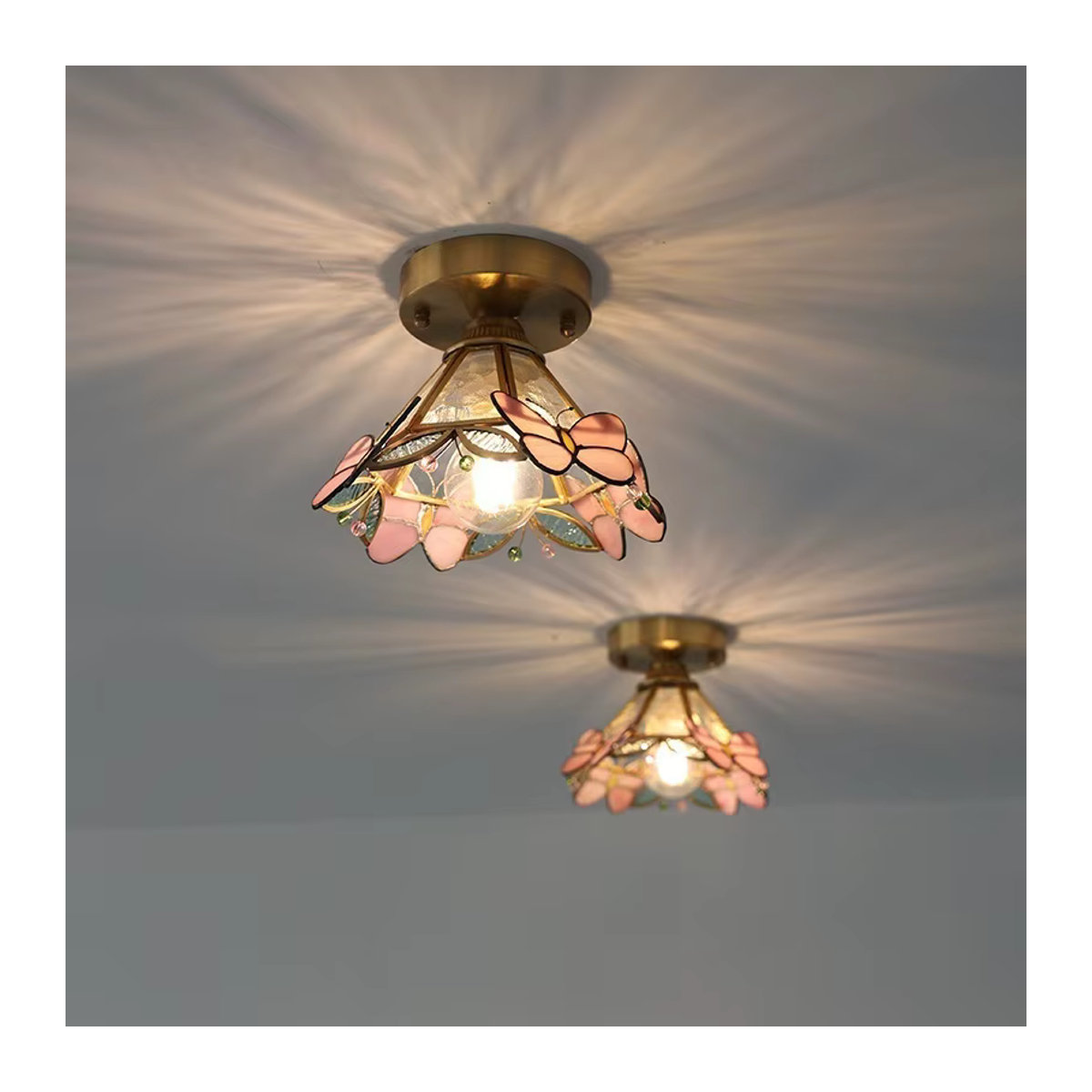 Timebus LED Pendelleuchte Schmetterling aus Glas und Kupfer in Bunt im modernen Bohemian Design - Bild 3