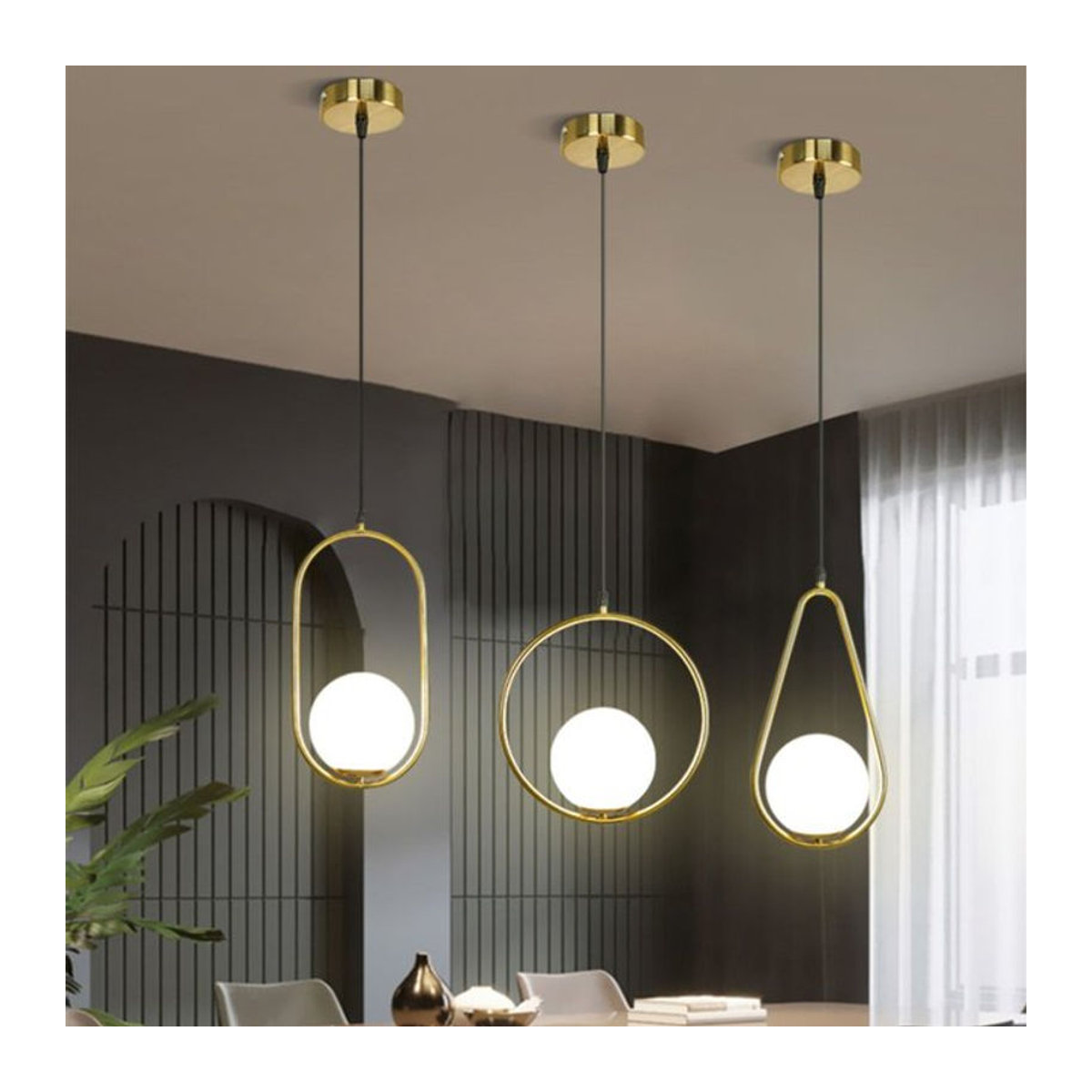 Timebus Pendelleuchte Nordisches Design aus Glas und Metall in Schwarz/Weiß - Bild 1