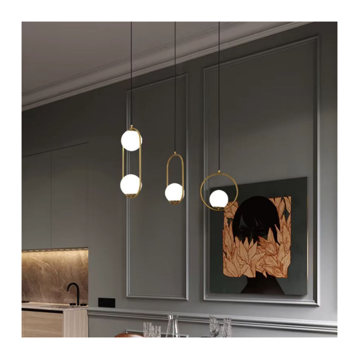Timebus Pendelleuchte Nordisches Design aus Glas und Metall in Schwarz/Weiß - Bild 2