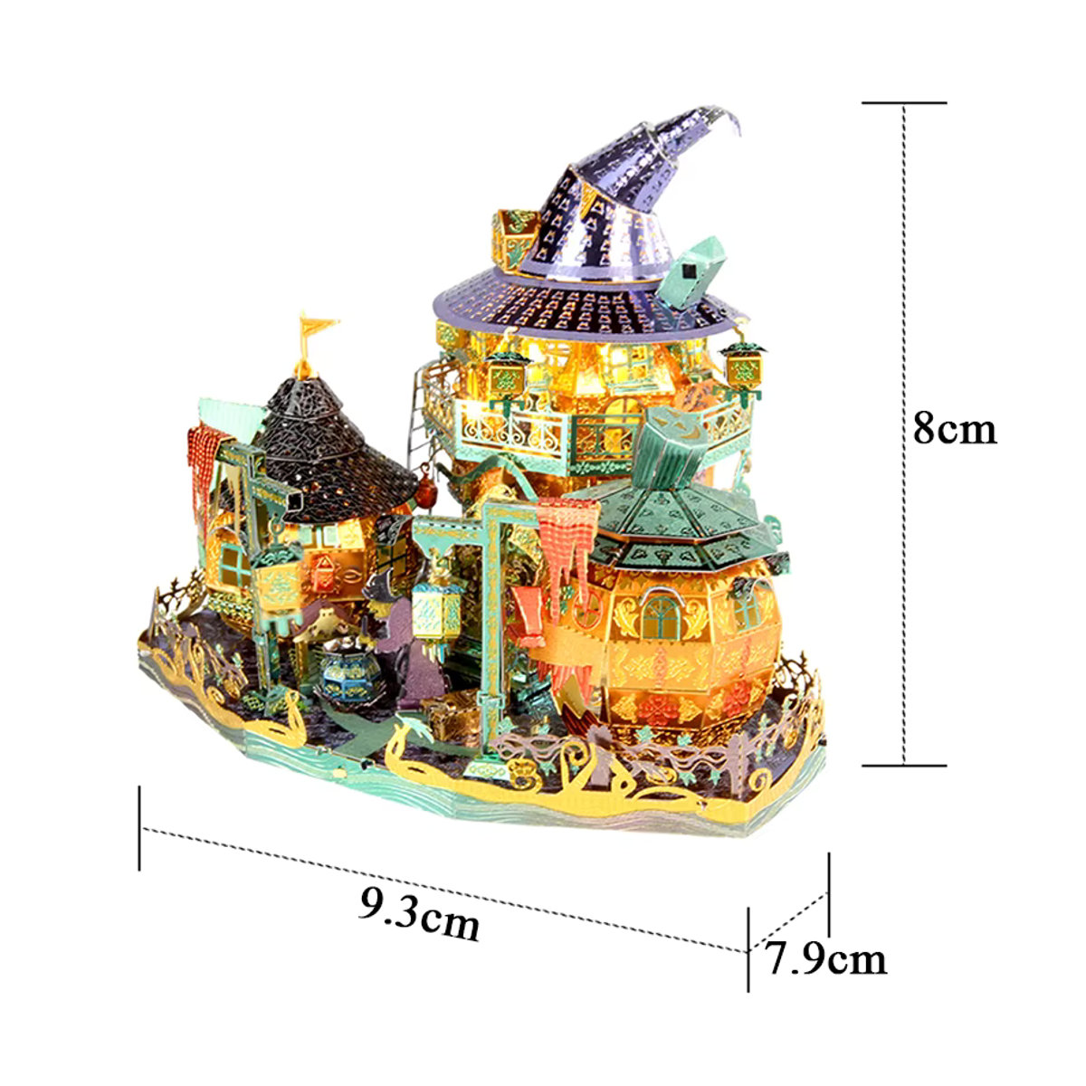 Tinamic 3D Metall Puzzle Kürbis Haus Modellbau Kit mit Licht in Orange und Mehrfarbig für Erwachsene - Bild 5