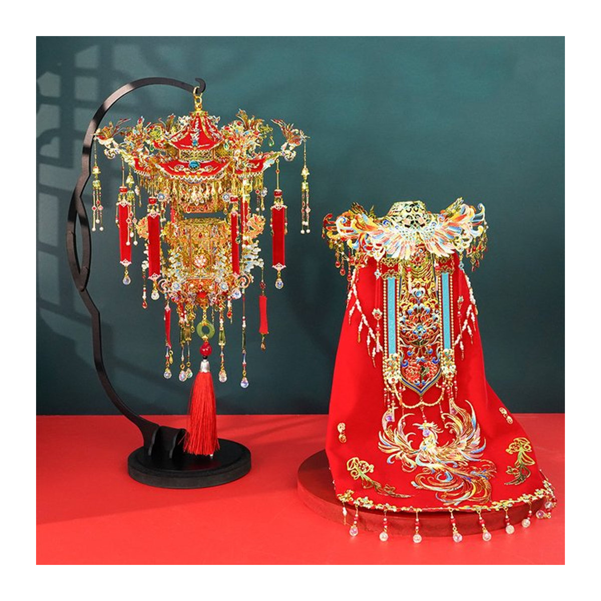 Tinamic DIY 3D Metall Puzzle Chinesische Hochzeit Laterne und Roben Rot Orientalisches Miniatur Modell Kit - Bild 1