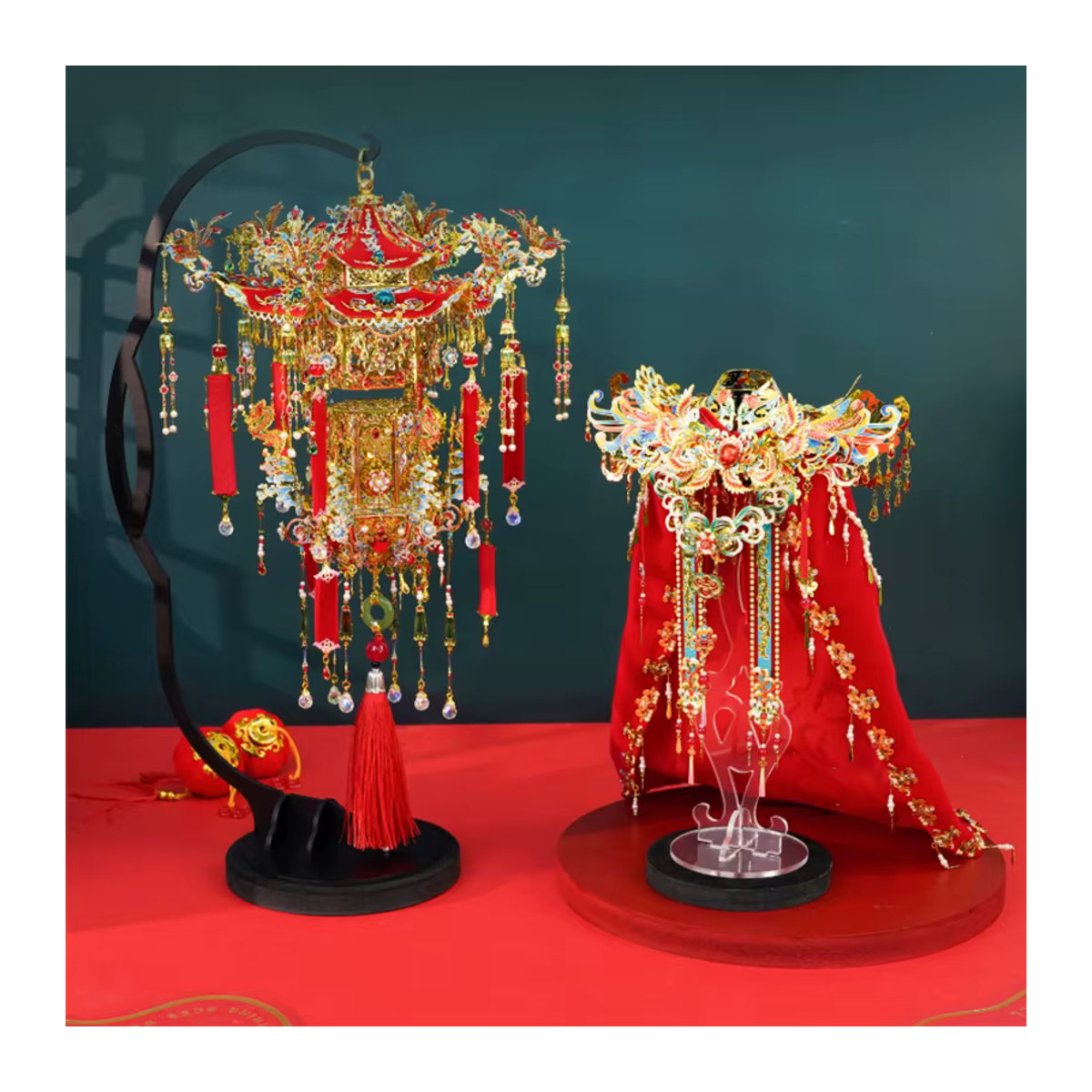 Tinamic DIY 3D Metall Puzzle Chinesische Hochzeit Laterne und Roben Rot Orientalisches Miniatur Modell Kit - Bild 2