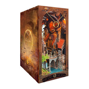 Tinamic DIY Buchecke Holz Miniatur Modellbausatz Geist Tal der Magie 3D Puzzle Buchstütze in Braun