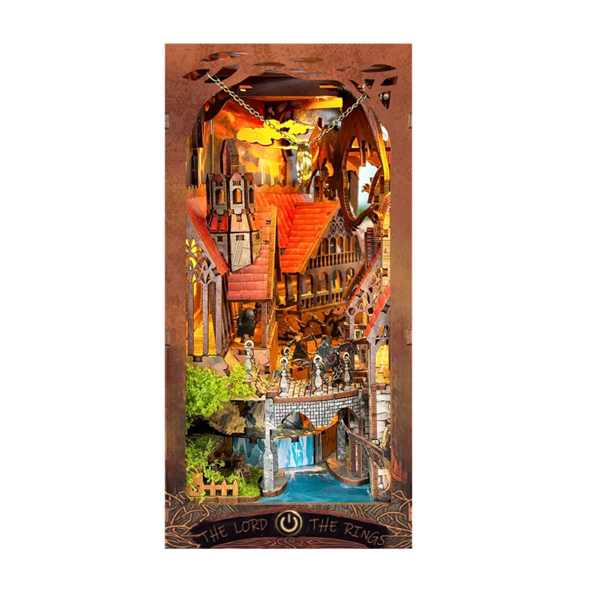 Tinamic DIY Buchecke Holz Miniatur Modellbausatz Geist Tal der Magie 3D Puzzle Buchstütze in Braun - Bild 2