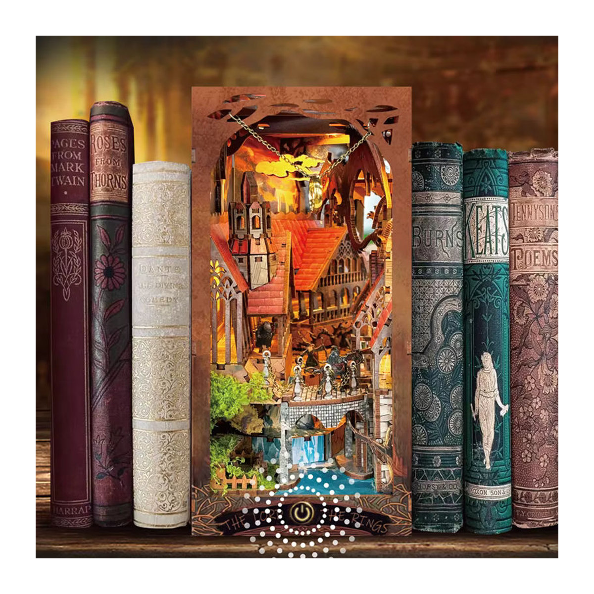 Tinamic DIY Buchecke Holz Miniatur Modellbausatz Geist Tal der Magie 3D Puzzle Buchstütze in Braun - Bild 3