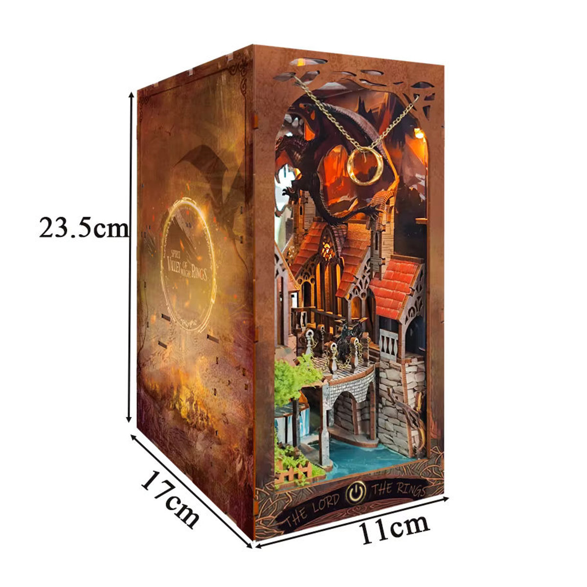 Tinamic DIY Buchecke Holz Miniatur Modellbausatz Geist Tal der Magie 3D Puzzle Buchstütze in Braun - Bild 6
