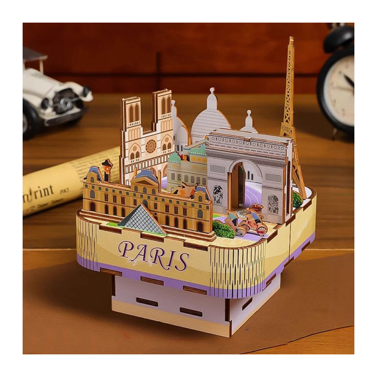 Tinamic DIY Spieluhr Holz Modellbausatz Paris Street View 3D-Puzzle in Mehrfarbig - Bild 1